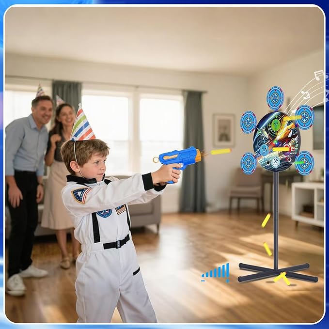 Shooting Game Toy for 4 5 6 7 8 9 10+ Boys Kids - 1 Digital Shooting Target with 2 Toy Guns& 40 Foam Darts Shooting Toys for Nerf Kids Indoor Outdoor Game Toys for Birthday Halloween Xmas Gifts
