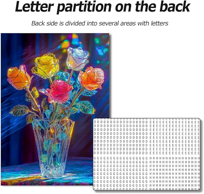 Bgraamiens Rose-1000 Pieces Rose Flowers Puzzle for Adults, Unique Flowers Art Home Decor, Valentine's Day Gift