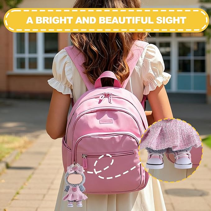 Cute Doll Shoes for Labubu, Premium Doll Shoes for 4-7in Dolls, Compatible with Labubu Doll Clothing & Outfits(Pink Canvas)