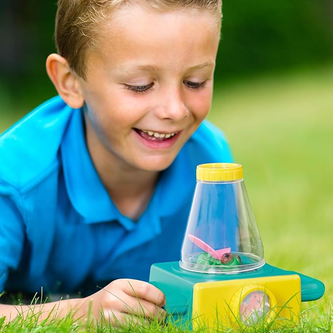 B. toys – 9 Pieces Toy Microscope Set with Sticker Book, Magnifying Glass & Tweezers, Includes 4 Toy Bugs for Little Explorers, STEM Learning, Educational Toys for Kids 4+ Years