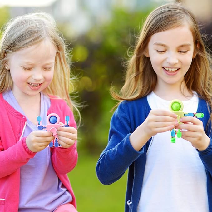 Hanaive 8 Pcs Robot Fidget Spinners for Kids Transformable Fingertip Gyro Chain Toy Deformable DIY Stress Relief Fidget Sensory Toys Adults Piñata Goodie Bag Stuffers Valentine Party Favors Gift