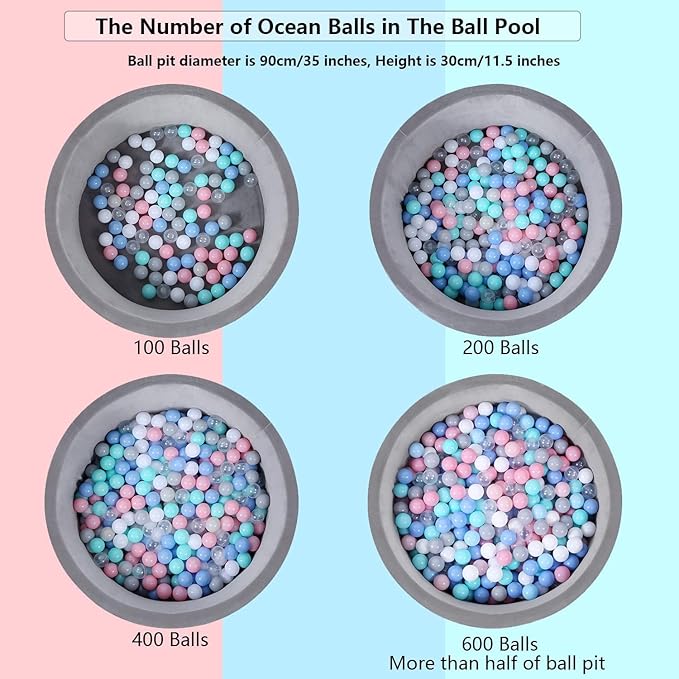MoonxHome Ball Pit Balls for Toddlers, BPA Free Crush Proof Plastic Toy Balls for Ball Pit, Children's Pool Water Toys, Macaron Ocean Balls for Play Tent 2.15 Inch Pack of 100 200 500 800 1000