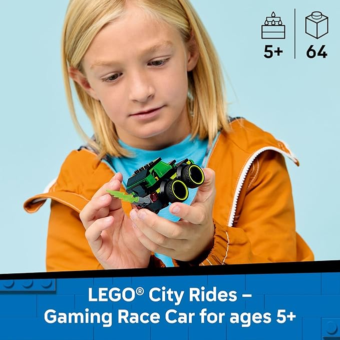 LEGO City Rides – Gaming Race Car Building Toy for Kids - Pretend Play Set for Boys & Girls, Ages 5+ - Toy Car W/Racecar Driver Minifigure - Gift Idea for Birthdays - 60484