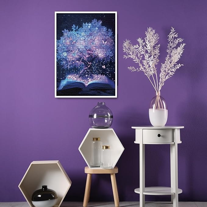 Tree of Life Puzzle for Adults 1000 Pieces, Hard Plant Book Jigsaw Puzzle, Difficult Fantasy Butterfly Puzzle