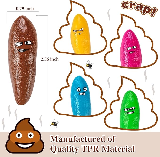 30 Pcs Finger Slingshot Novelty Toys, 5 Colors Toy Poop for Halloween, Christmas Fake Poop for Novelty Toys and Amusements, Poops for Finger Slingshot, Poops Rubber Spoof Toy for School Party