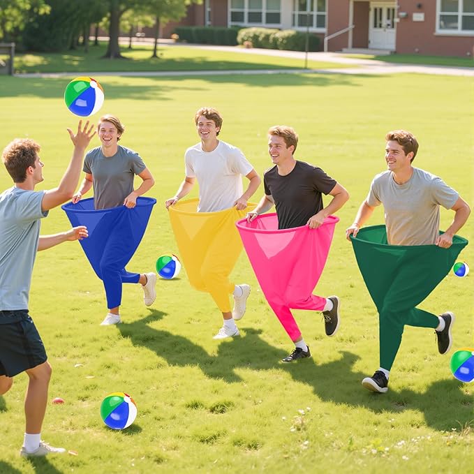 Grandma Pants Game 4 PCS Grandma Pants Outdoor Game Granny Pants Yard Game for Adults with 16 Bouncy Balls and 1 Air Pump (Random Colors) for Family Gatherings Birthday Parties