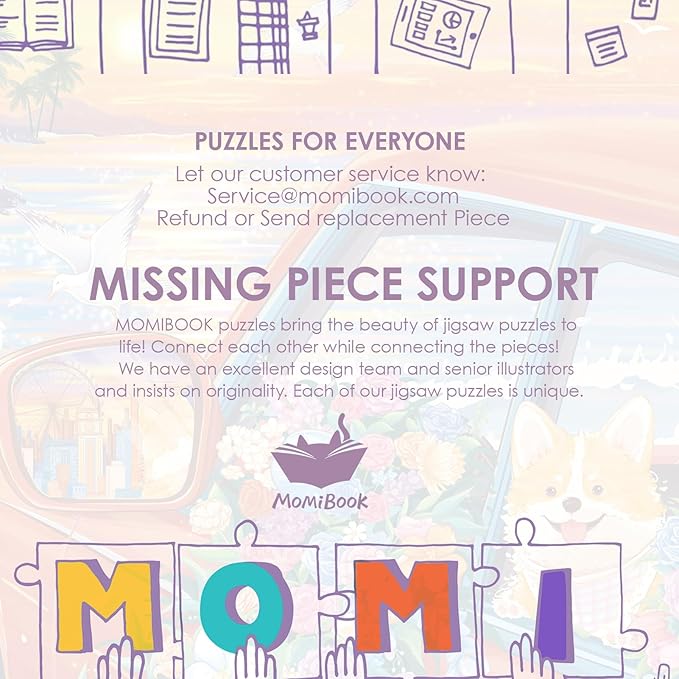 MOMIBOOK 1000 Piece Puzzle for Adults Jigsaw Puzzles of Mirror's Fleeting Light, Touch Film Seaside Dog Painting Image Challenging Hard Impossible Puzzle Unique Party Christmas Birthday Gifts