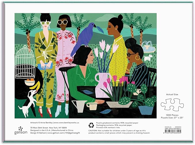 Galison Pajama Mamas Puzzle, 1000 Pieces, 27” x 20” – Difficult Jigsaw Puzzle with Stunning Artwork by Anne Bentley – Thick, Sturdy Pieces, Challenging Family Activity