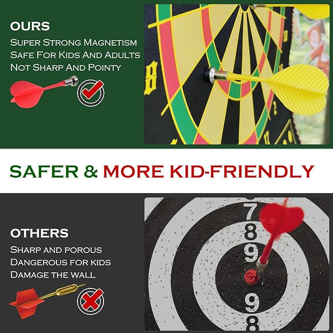 Magnetic Dart Board for Kids, Fun Toys Gifts for Boys 8 9 10 11 12 13 14 Years Old Teen Birthday Easter Valentine Christmas Stocking Stuffers Indoor Room Games, Magnet Dartboard Sets Double Sided