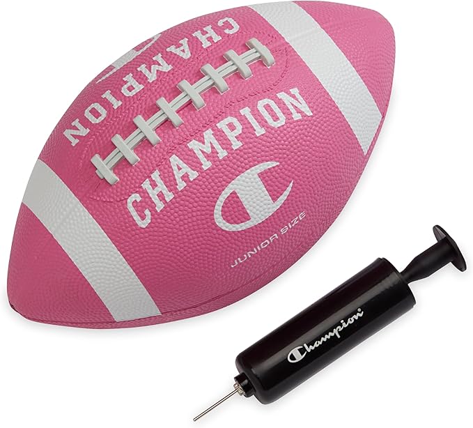 Champion Blitz Football, All-Weather Football, Enhanced Grip, Durable Rubber Cover and Molded Laces, for Outdoor Sports & Training, Includes 6 Ball Pump