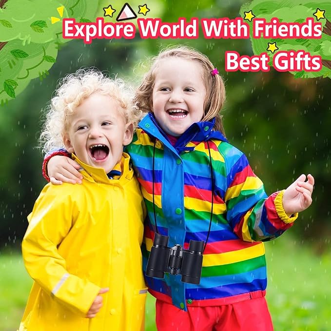 Binoculars for Kids Best Gifts for 3-12 Years Boys Girls High-Resolution Optics Shockproof Mini Kids Binoculars Toys Folding Small Telescope for Bird Watching Camping Outdoor Play