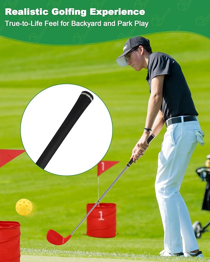 HOTWIND 2 Pack Adjustable Golf Clubs Dual-Length 16.54”or 36.65” for Backyard Golf Game with 5”x 3.5” Oversize Head Telescopic Aluminum Shaft for Adults Play Outdoor Golf Yard Game in Parks and Yards