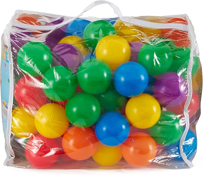 Intex Set of 100 Plastic Fun Balls for Ball Pits and Bounce Houses, Multi-Colored - 100-Count Soft Colorful Toddler-Safe Toys for Pool or Playpen