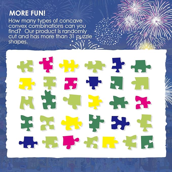 MOMIBOOK Puzzles for Adults 2000 Pieces Jigsaw Puzzles of Fireworks Night Tour, Colorful Powder Painting Image Chinese Twon Challenging Hard Impossible Puzzle Unique Party Christmas Birthday Gifts