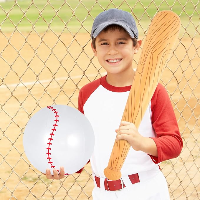 Inflatable Baseball Set, Ball Baseball and Inflatable Baseballs Bat, Baseballs Party Decoration for Kid Adult Pool Beach Party Favors