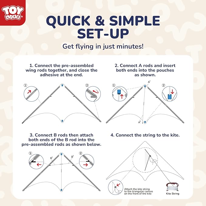 TOY Life 48.4'' Large Kites Easy to Fly for Kids Adults with 328.1 FT String, Beach Kite Outdoor Game Outside Toys Activity Summer Toys for Kids