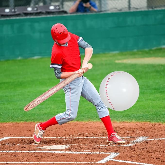 OULUN 9Pcs Inflatable Baseball Set Include 3Pcs Beach Ball and 6Pcs Baseball Bat Birthday Pool Beach Inflates Toys Sports Game Party Decorative Balloons