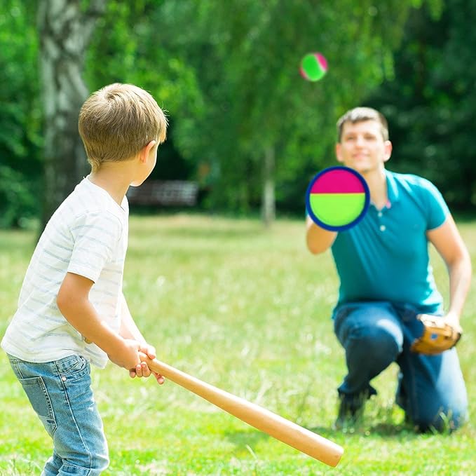 Aneco Paddle Catch Ball and Toss Game Set Disc Toss and Catch Paddle Game with 1 Storage Bag, 4 Paddles and 6 Balls (2 Big Balls and 4 Small Balls)