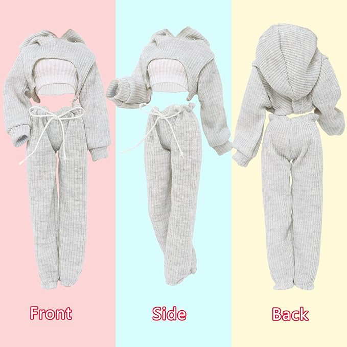 3 Sets Handmade Doll Clothes for 11.5 inch Girls Dolls Accessories, Spring Summer Winter Sport Style Outfits with Pants & Shoes (Blue/Purple/White)