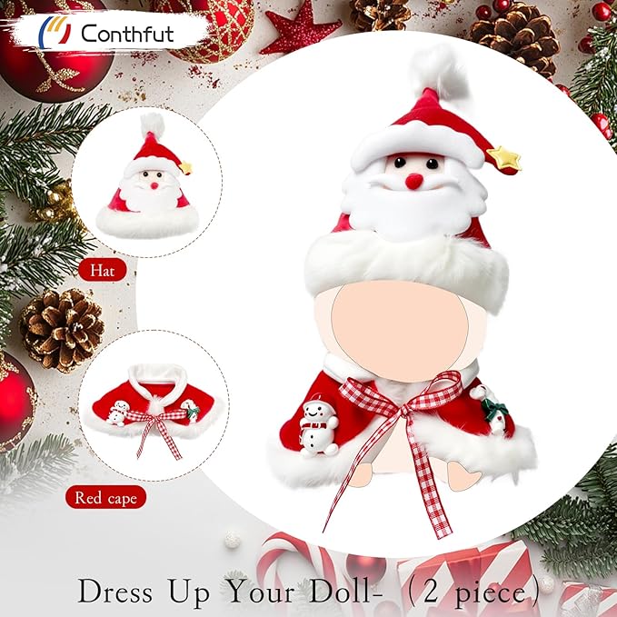 17cm Doll Clothes,Christmas Cape Hat for Dolls Accessories,Clothes for Dolls Outfit,Christmas Clothes Set (No Doll)(Red Cape +Hat)