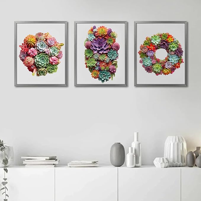 Delobil Succulent Garland Wooden Puzzles for Adults, 500 Pieces Mandala Jigsaw Puzzles, Unique Shaped Royal Size Wood Puzzle Gift for Kids, Family Game 17.6'' x 16.5''