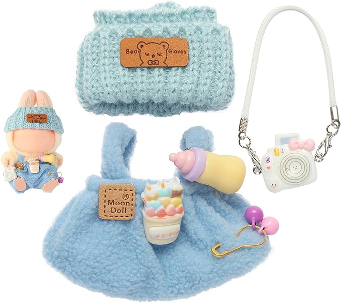 Doll Clothing for Labubu, Premium Outfits for Labubu Dressing up, Doll Accessories for Labubu(Blue Overall)