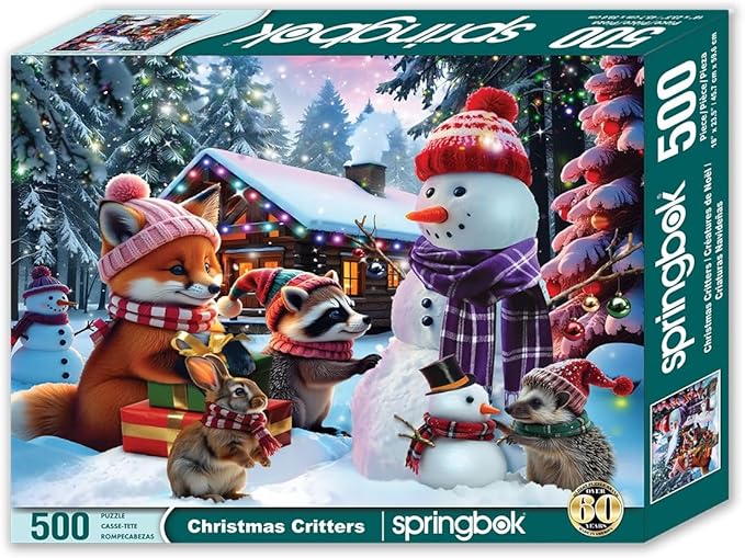 Springbok Christmas Critters 500 Piece Jigsaw Puzzle for Adults and Family - Unique Cut Pieces - Made in USA