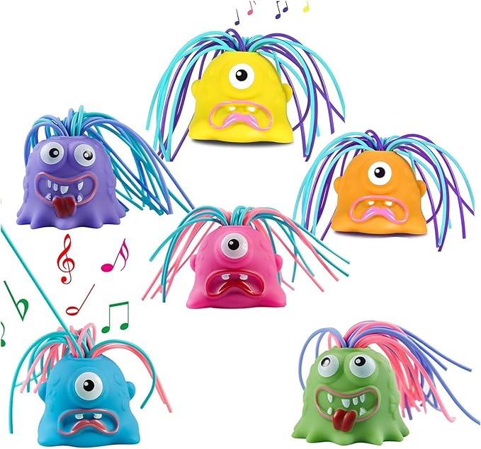 Fun Hair Pulling Fidget Screaming Monster Toys,Screaming Monster Toys, Halloween Christmas for 3 4 5 6 7+ Kids Teen Boys Girls Gifts(6PCS)