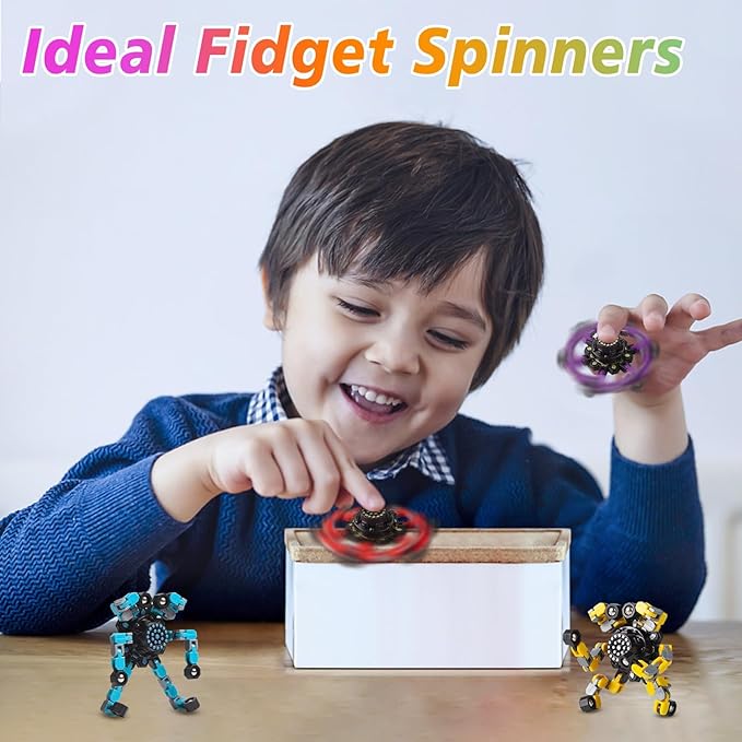 Transformable Fidget Spinners for Kids and Adults Stress Relief Sensory Toys for Boys and Girls Fingertip Gyros for Kids Classroom Birthday Party Favors