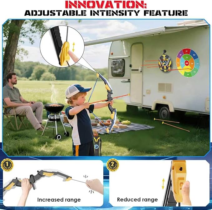 Kids Bow and Arrow Set LED Light Up Archery Set with 10 Suction Cup Arrows, 2 Archery Targets Indoor Outdoor Games for Kids Ages 4-8 8-12 Birthday Gifts Toys for 5 6 7 8 9 10 11 12 Year Old Boys Girls