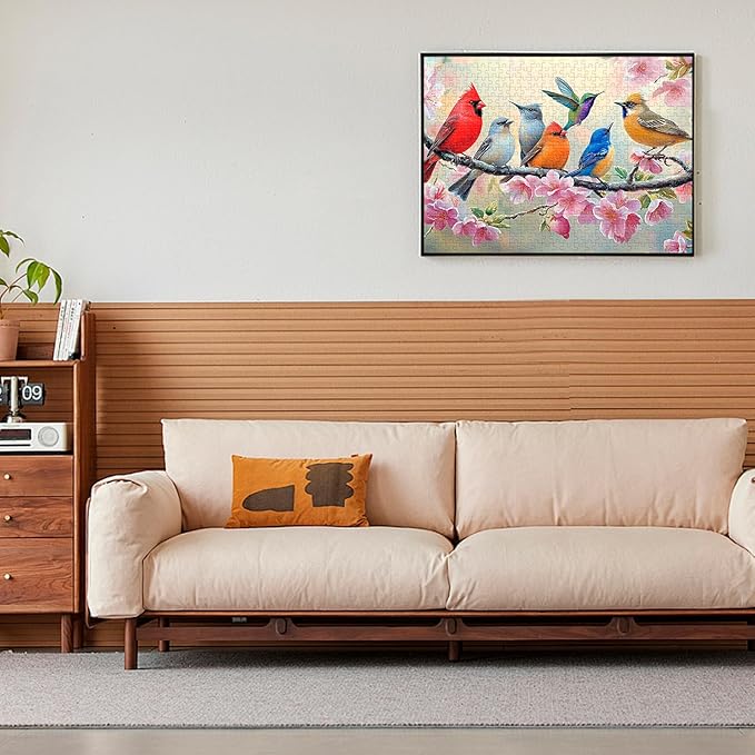 500 Pieces Puzzle for Adults, Birds Jigsaw Puzzle 500 Pieces for Adults Teens, Recycled Cardboard Hummingbird Flowers Puzzle 500 Piece, Challenging Game for Family Fun & Gift Idea, 20.5 x 15 in