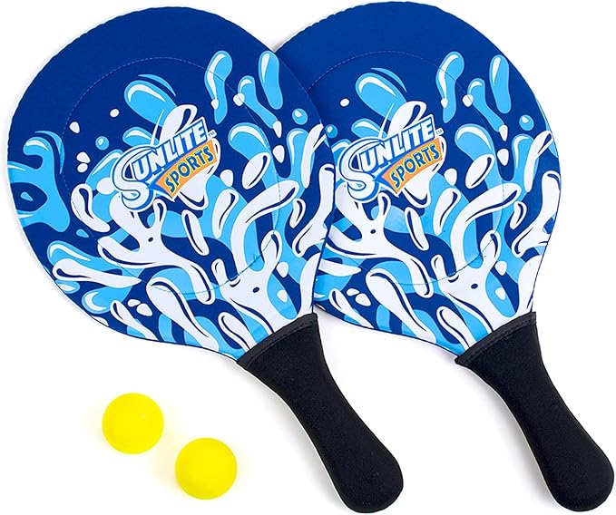Sunlite Sports Beach Paddle Game Set, 2 Paddles and 2 2 Balls, Perfect for Backyard Fun or Outdoor or Beach or Lawn., Blue