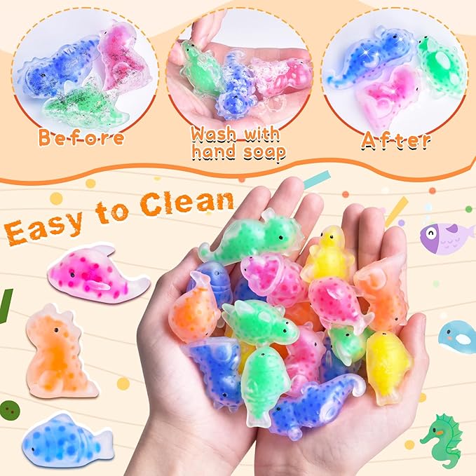 LEEHUR 24PCS Kawaii Squishies Mochi Squishy Toys for Party Favors Goodie Bags Stuffers, Stress Relief Squeeze Squishy Fidget Toys for Classroom Prizes Birthday Easter (24 Animal)