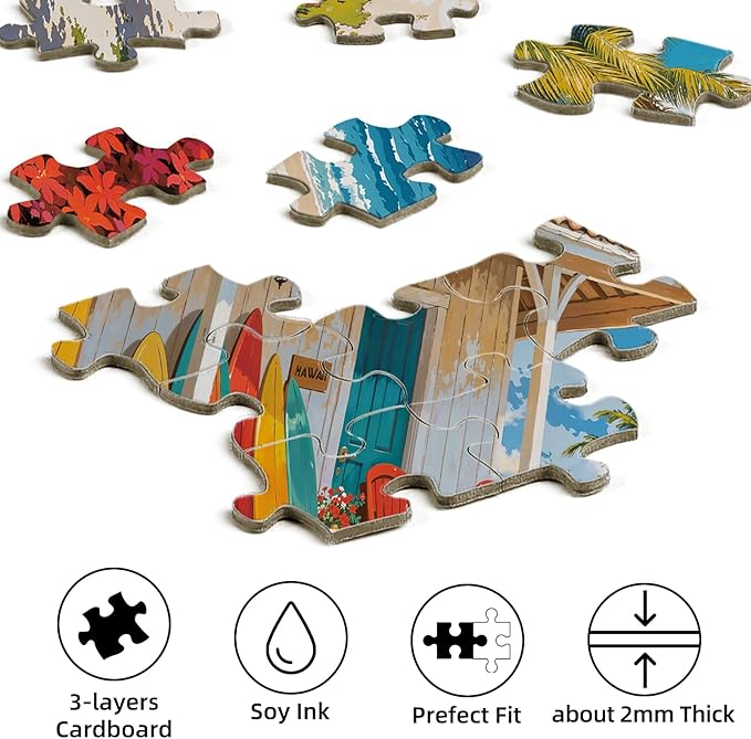 500 Piece Puzzles for Adults, Beach Cottage Puzzles for Adults 500 Pieces, Summer Beach Leisure Jigsaw Puzzles, Challenging Ocean Jigsaw Puzzle as Home Decor