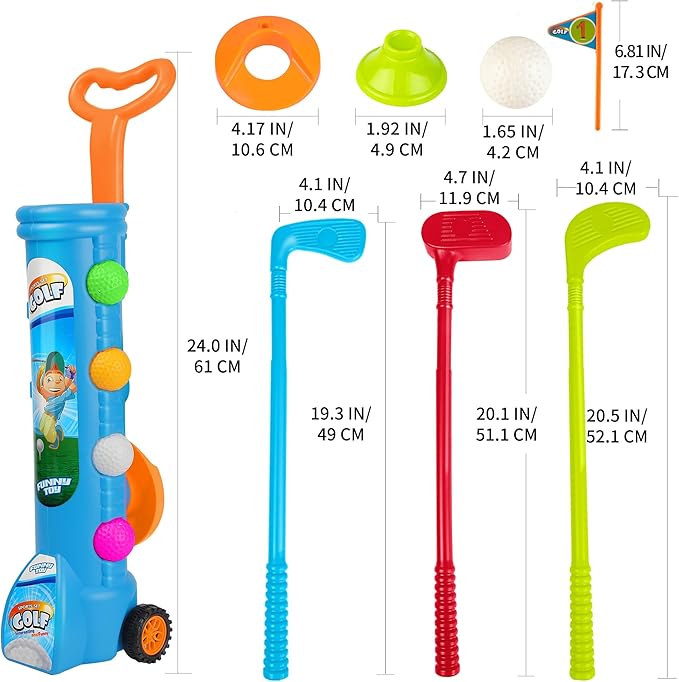 Liberry Toddler Golf Set with Cart, Plastic Golf Clubs & Balls for Kids Ages 1 2 3 4 5, Indoor Outdoor Sports Toys Birthday Gift for Boys & Girls