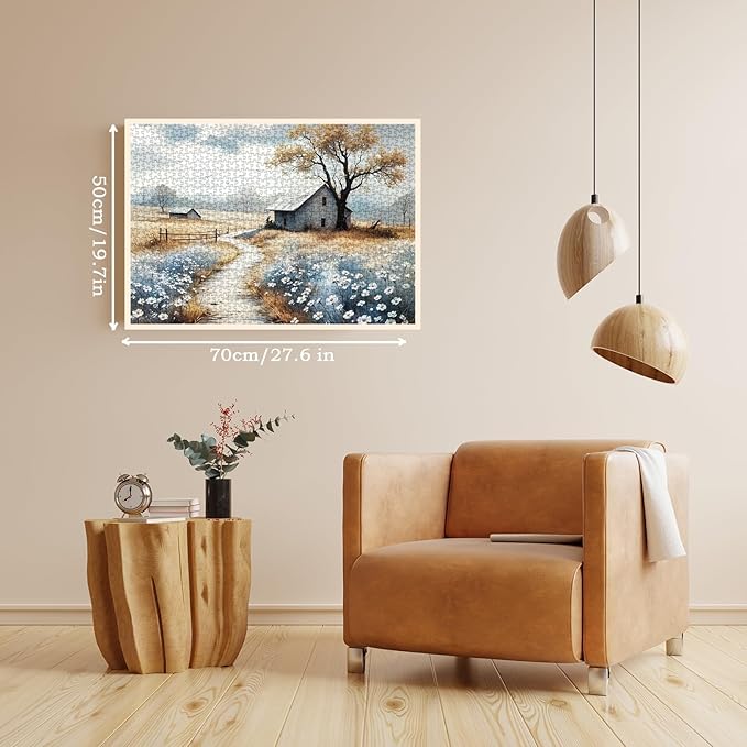 Fall Farmhouse Landscape Puzzles for Adults 1000 Pieces, Countryside Scenic Autumn Jigsaw Puzzles, Beautiful Art Puzzles