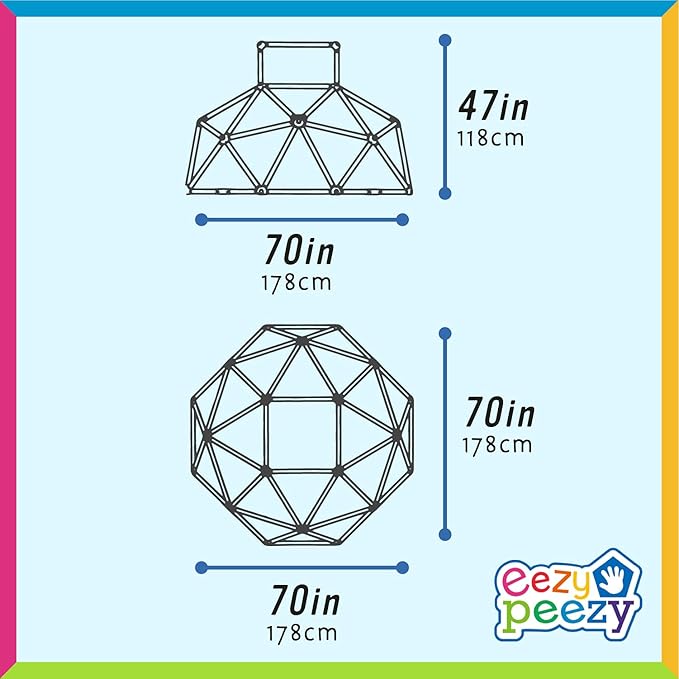 Eezy Peezy Climber with Top - Active Indoor Outdoor Play Set Climbing Dome Equipment Toys - Fun for Kids Ages 3 to 6 Years Old, Green and Blue