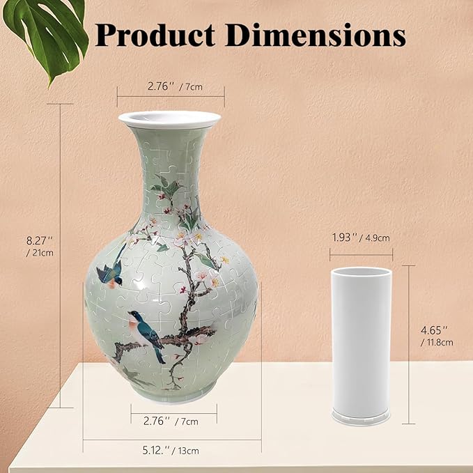 3D Puzzle Vase for Adults, 164 Piece Unique Flower Vase, Crafts for Adults, Home Decor Gift for Flower Arrangements