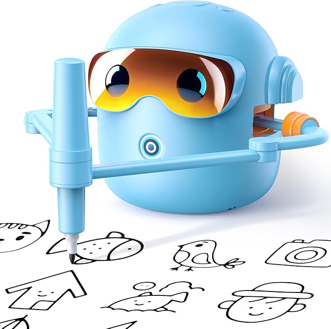 NAUQUOHZ Drawing Robot for Kids with 100 Cards, Montessori Painting Toys with Voice Interaction&16 Color Pens Educational Drawing Machine Toys for 3 4 5 6 7 8 Year Old Boys Girls