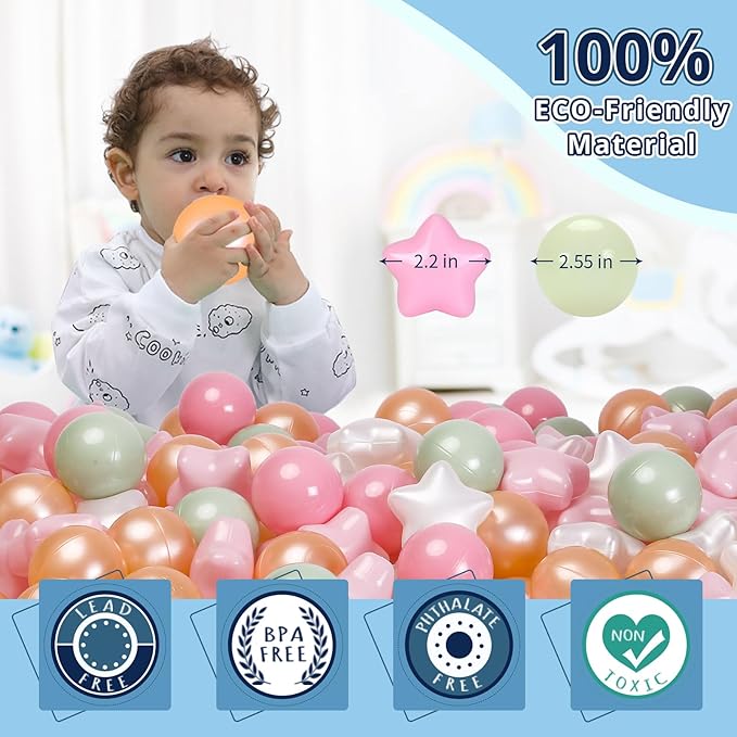 STARBOLO Ball Pit Balls - 100pcs Crush Proof Plastic Children's Toy Balls Macaron Ocean Balls for Birthday Parties Games Pool Foam Ball Pit Play Tent …