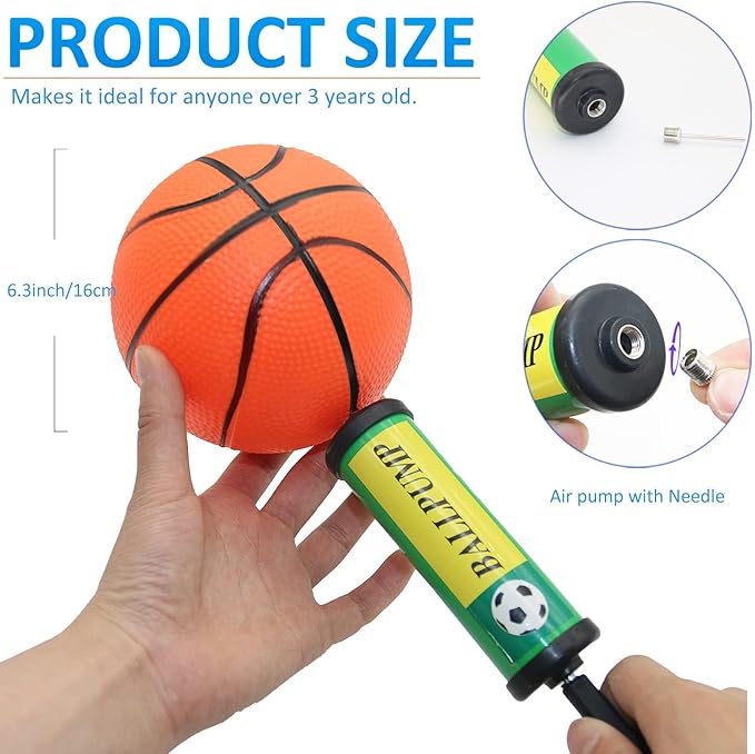15Pcs 6" Mini Basketball Balls Bulk Small Basketball Set with Pump, PVC Small Basketballs for Over The Door Hoop Games Party Favors Indoor Outdoor Play Adults Kids Pool Beach