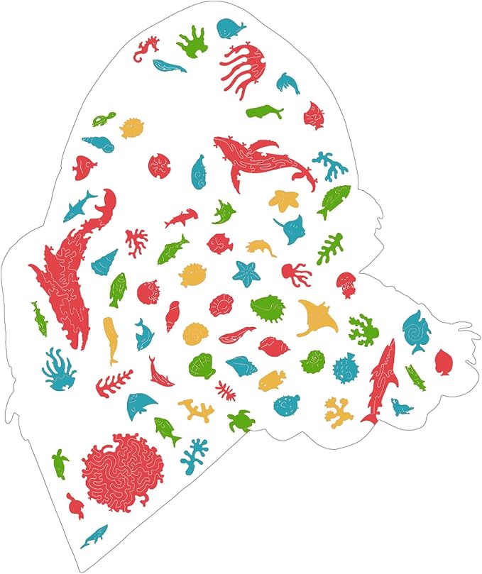 Bovearto Jigsaw Puzzles, Sea Turtle Wood Puzzles Adult, Ocean Animal Jigsaw Puzzle Unique Shaped for Kids Puzzle Gift Family Games Large Size (16.2"*16.5")