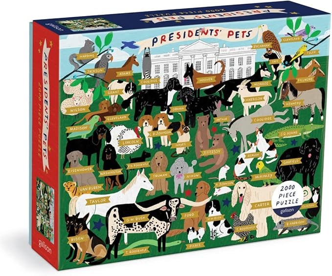 Galison Presidents' Pets 2000 Piece Puzzle from Galison - Difficult Jigsaw Puzzle Featuring Pets That Have Lived in The White House, Thick and Sturdy Pieces, for The Puzzler in Your Life!