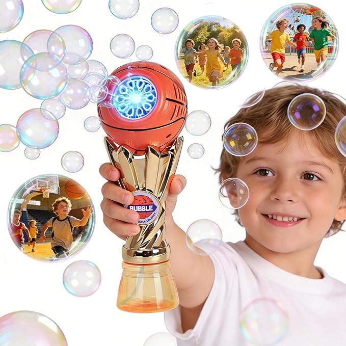 Basketball-Shaped Bubble Machine, Perfect for Children to Play with Complete with Bubble Solution – The Ideal Toy Bubble Machine for Kids