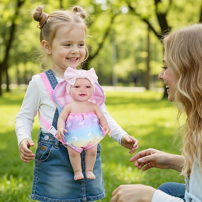BABESIDE Baby Doll Accessories, Doll Carrier with 2 Doll Diapers – Baby Dolls Accessories Set for 12-15 Inch Dolls, Pretend Play Gift for Girls