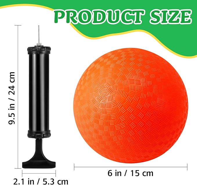 24 Pcs Playground Balls,6 Inch Inflatable Dodge Balls,Sport Bouncy Balls with a Hand Pump,Dodgeball Balls for Indoors Outdoors Ball Games,Gym,School,Camps,Picnic