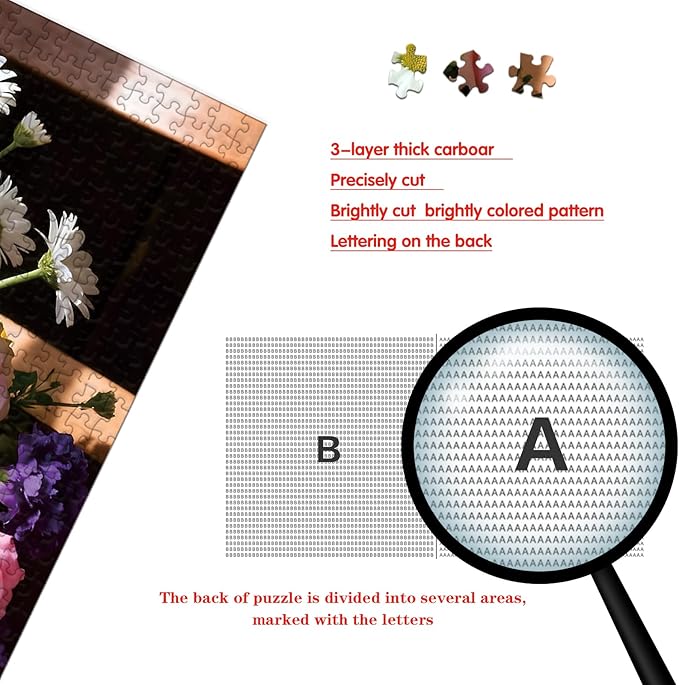 Puzzle for Adults 1000 Pieces, Flowers in The Chair Puzzle, Challening Impossible Difficult Hard Fun 1000 Pieces Jigsaw Puzzles for Adults Family with Letters on Back