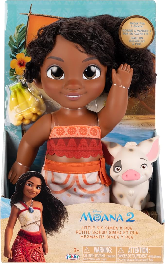 Disney Moana 2 Little Sis Simea Doll & Pua Figure - Doll Playset for Girls Officially Licensed by Disney, Makes Great Birthday Gift, Gift for Girls and Boys