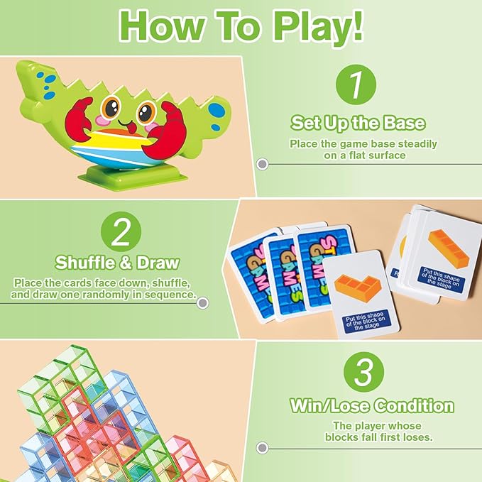 Crab Tower Stack Game – Colorful Building Blocks Game for Kids | Improve Focus & Coordination | Fine Motor Montessori Puzzle for Ages 3+ | Fun Gift in Bright Gift Box