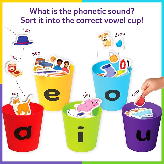 Skillmatics Learning Toys – Phonics Sorter, Vowel Sorting & Early Reading Activity for Kids, Educational Preschool & Kindergarten Toy, Builds Phonemic Awareness, Gifts for Boys & Girls Ages 4, 5, 6, 7